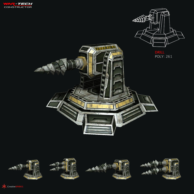 Modular Multilevel Turrets Mechs Robots Low-poly 3D model_13