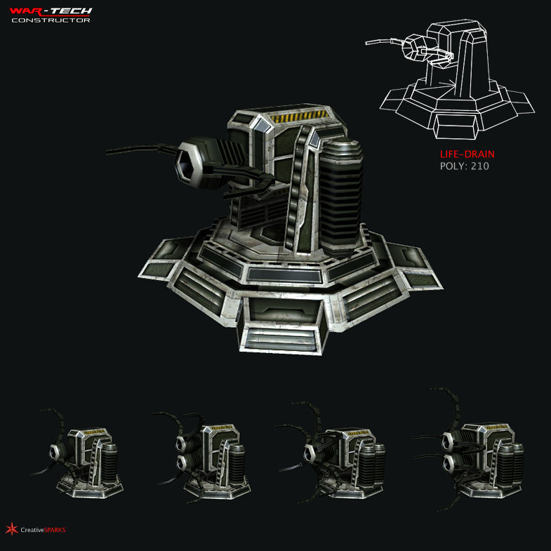 Modular Multilevel Turrets Mechs Robots Low-poly 3D model_17