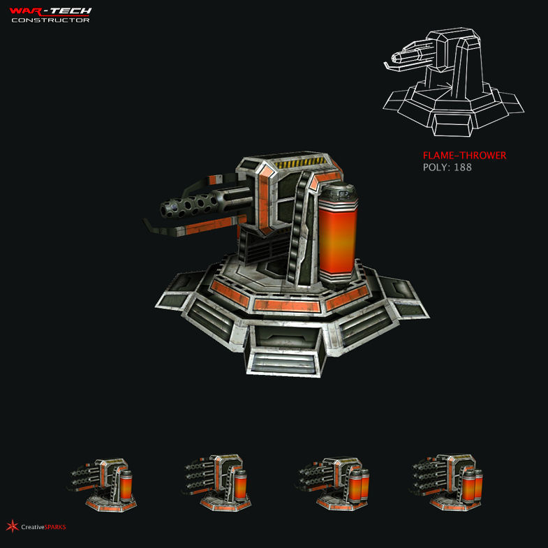 Modular Multilevel Turrets Mechs Robots Low-poly 3D model_6