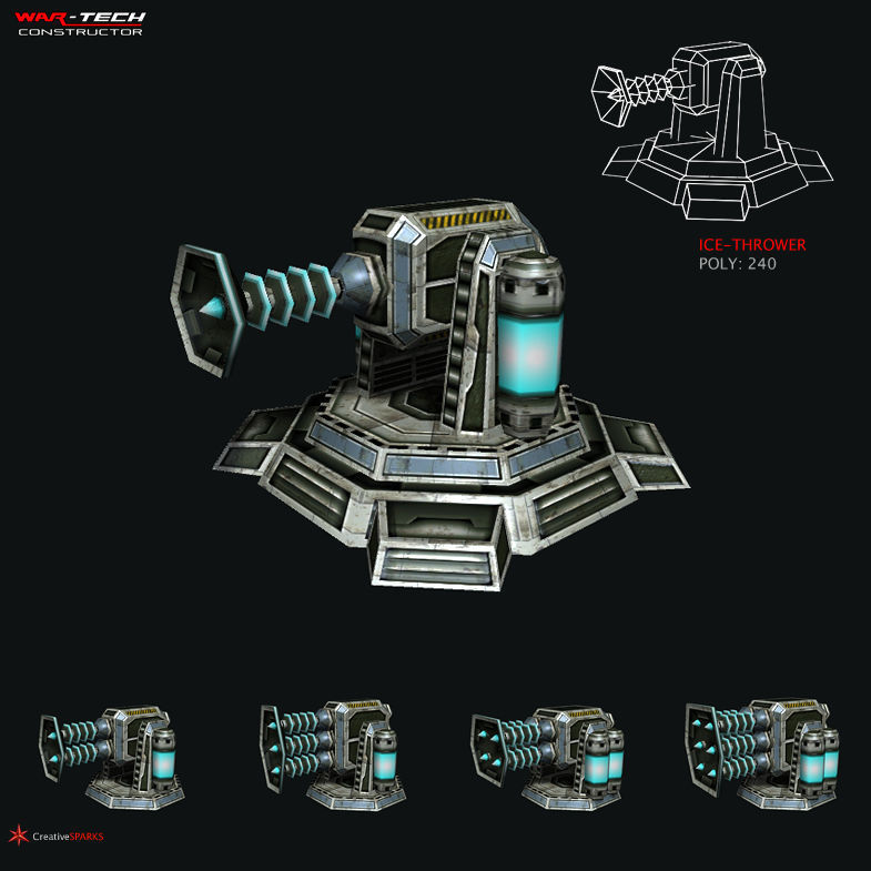 Modular Multilevel Turrets Mechs Robots Low-poly 3D model_7