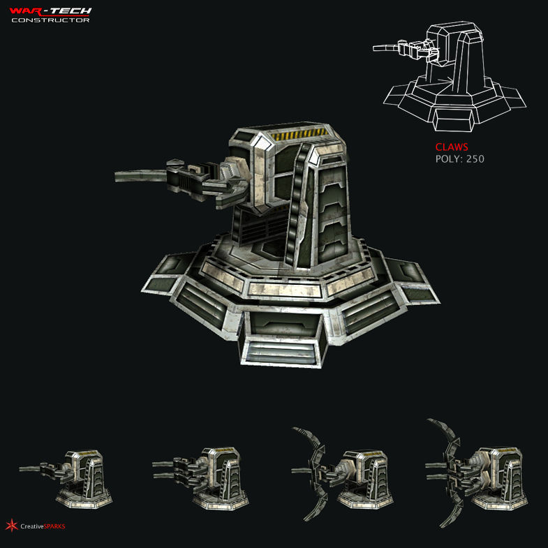 Modular Multilevel Turrets Mechs Robots Low-poly 3D model_12