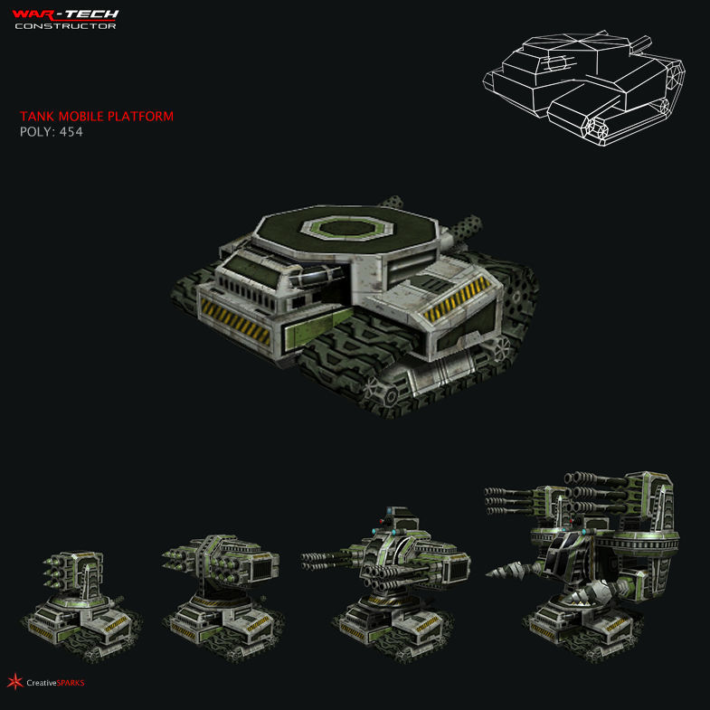 Modular Multilevel Turrets Mechs Robots Low-poly 3D model_20