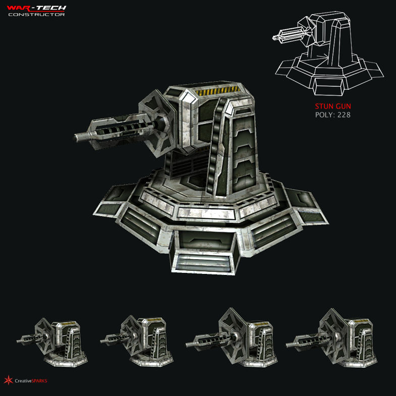 Modular Multilevel Turrets Mechs Robots Low-poly 3D model_15