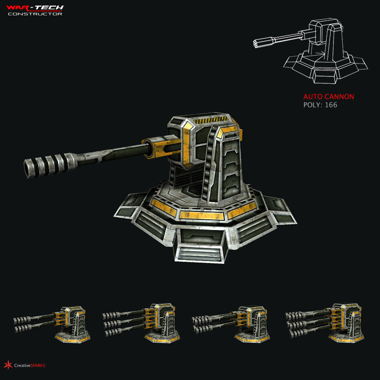 Modular Multilevel Turrets Mechs Robots Low-poly 3D model_3