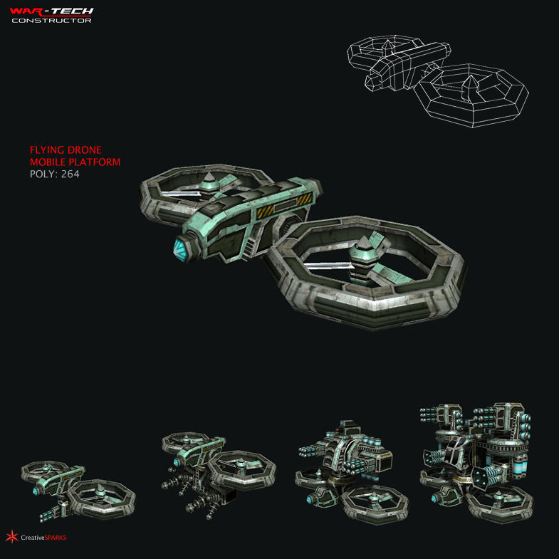 Modular Multilevel Turrets Mechs Robots Low-poly 3D model_23