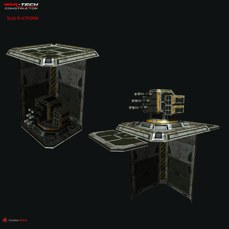 Modular Multilevel Turrets Mechs Robots Low-poly 3D model_19