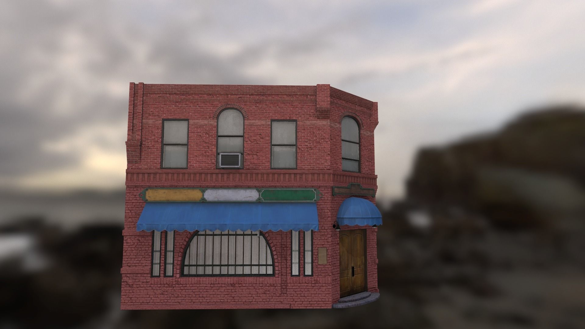 The building at Corner Low-poly 3D model_2