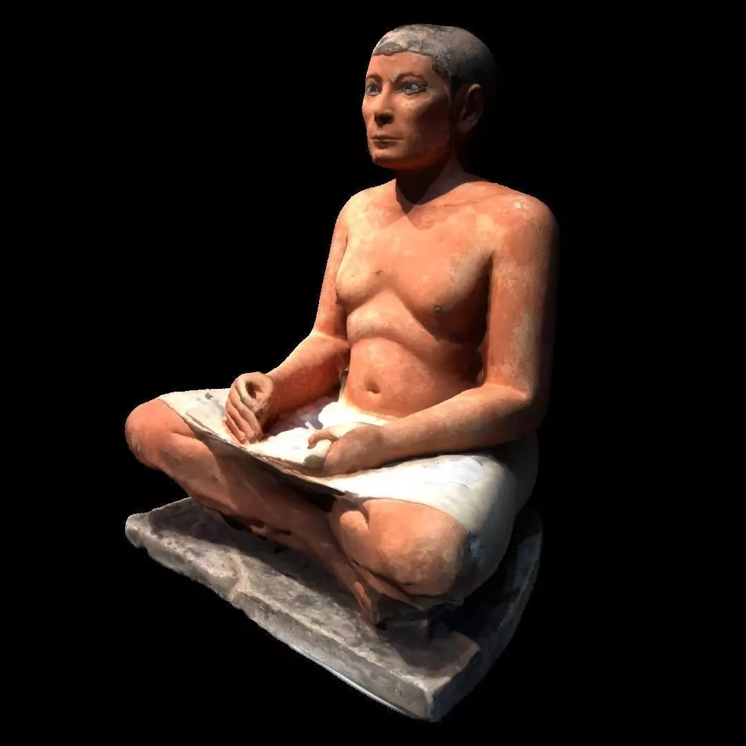 The Seated Scribe at the Louvre Museum 3D model_0
