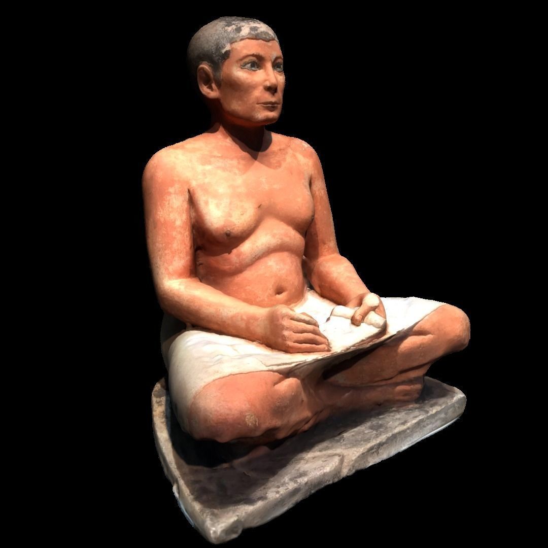 The Seated Scribe at the Louvre Museum 3D model_1