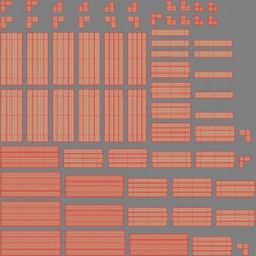 Round Wood Table and Chair Set 3D model_8