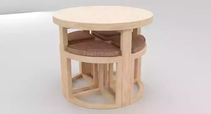 Round Wood Table and Chair Set 