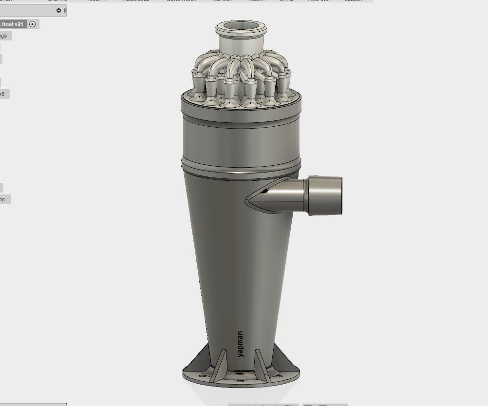 Multi Cyclone Dust Collector -Compact size added- 26 chamber 3D print model_3