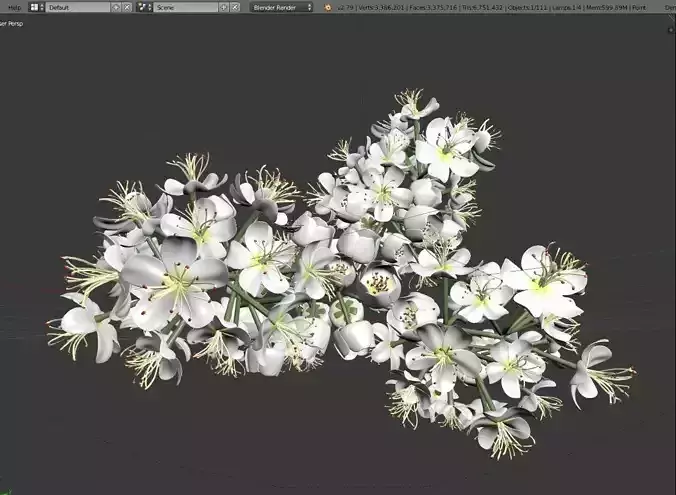 Blossom of a Rowan High-Poly 3D model