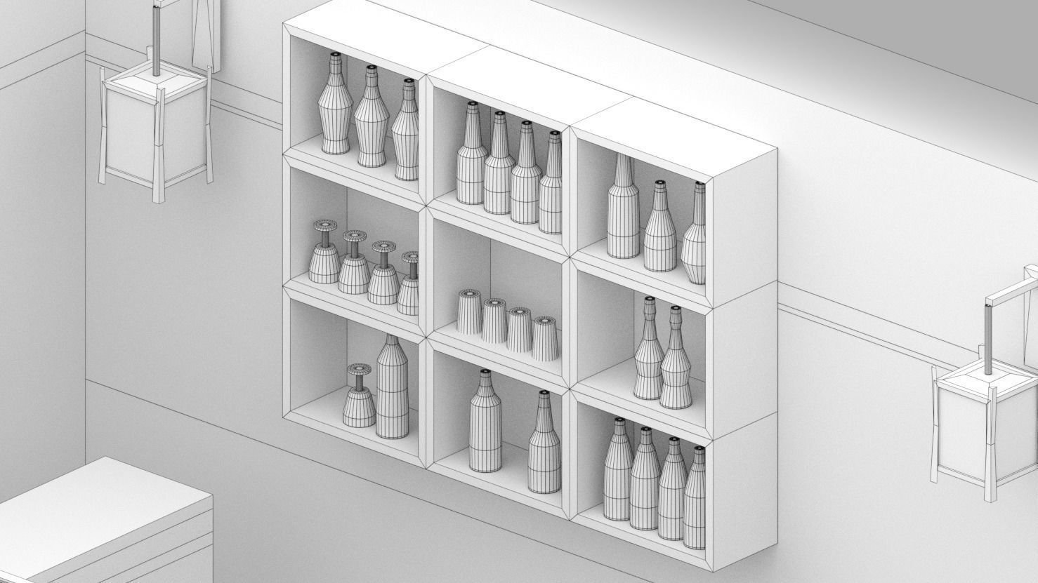 Japanese Restaurant Low-poly 3D model_14