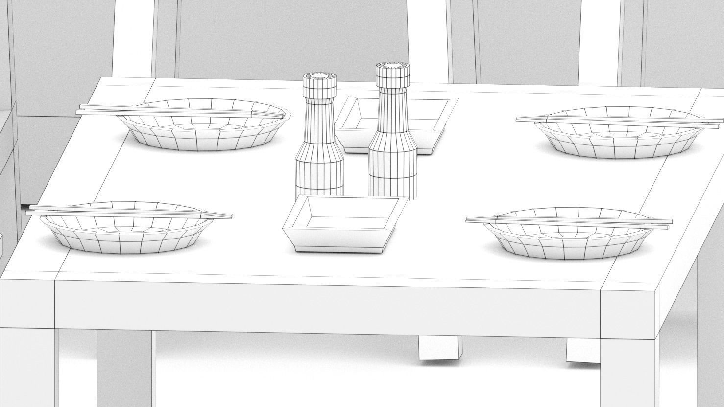 Japanese Restaurant Low-poly 3D model_11