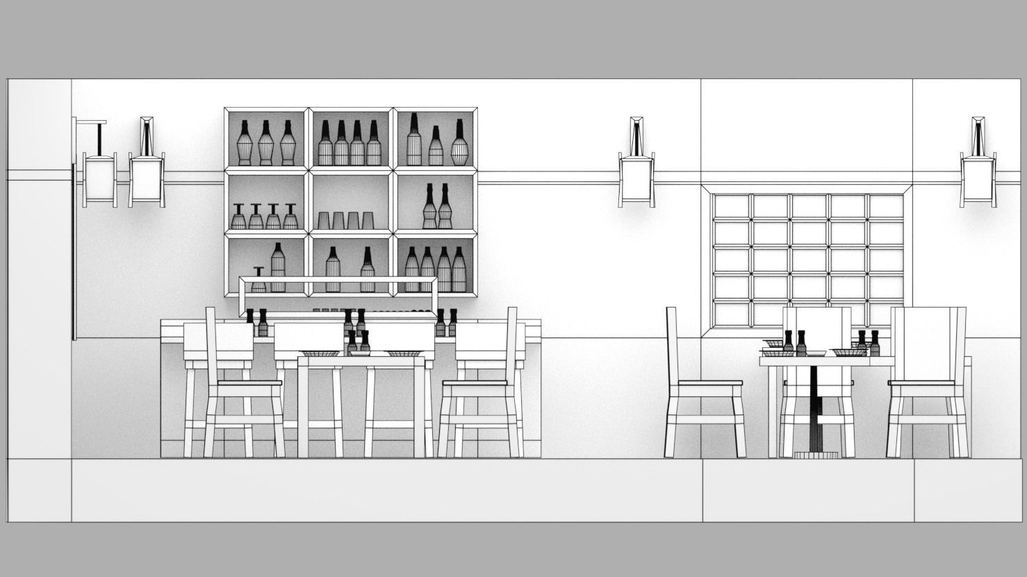 Japanese Restaurant Low-poly 3D model_10