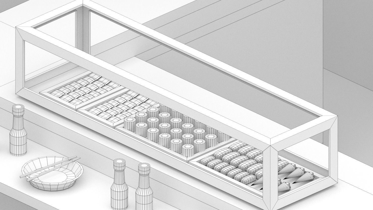 Japanese Restaurant Low-poly 3D model_13