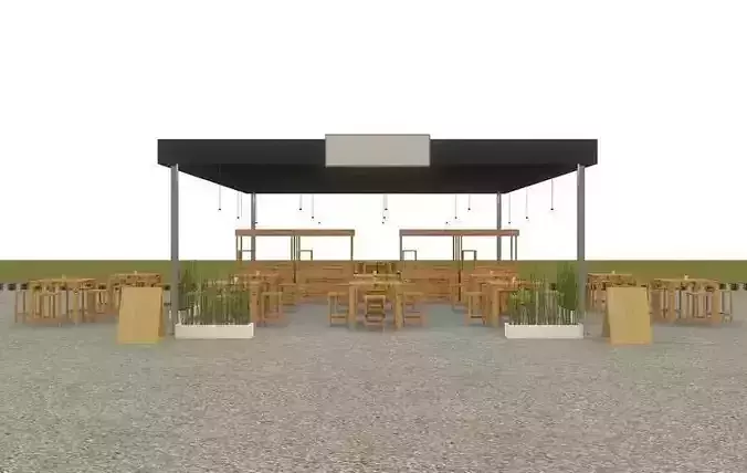 tent cafe tenda Free low-poly 3D model