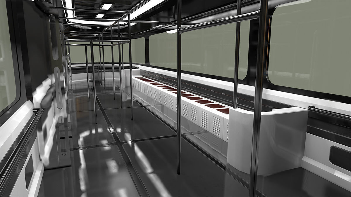 Sci-Fi Modular Tram Kit Low-poly 3D model_16