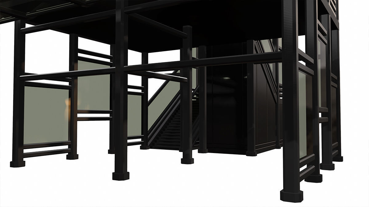 Sci-Fi Modular Tram Kit Low-poly 3D model_9