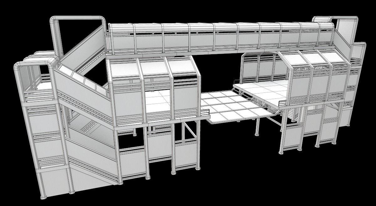 Sci-Fi Modular Tram Kit Low-poly 3D model_24