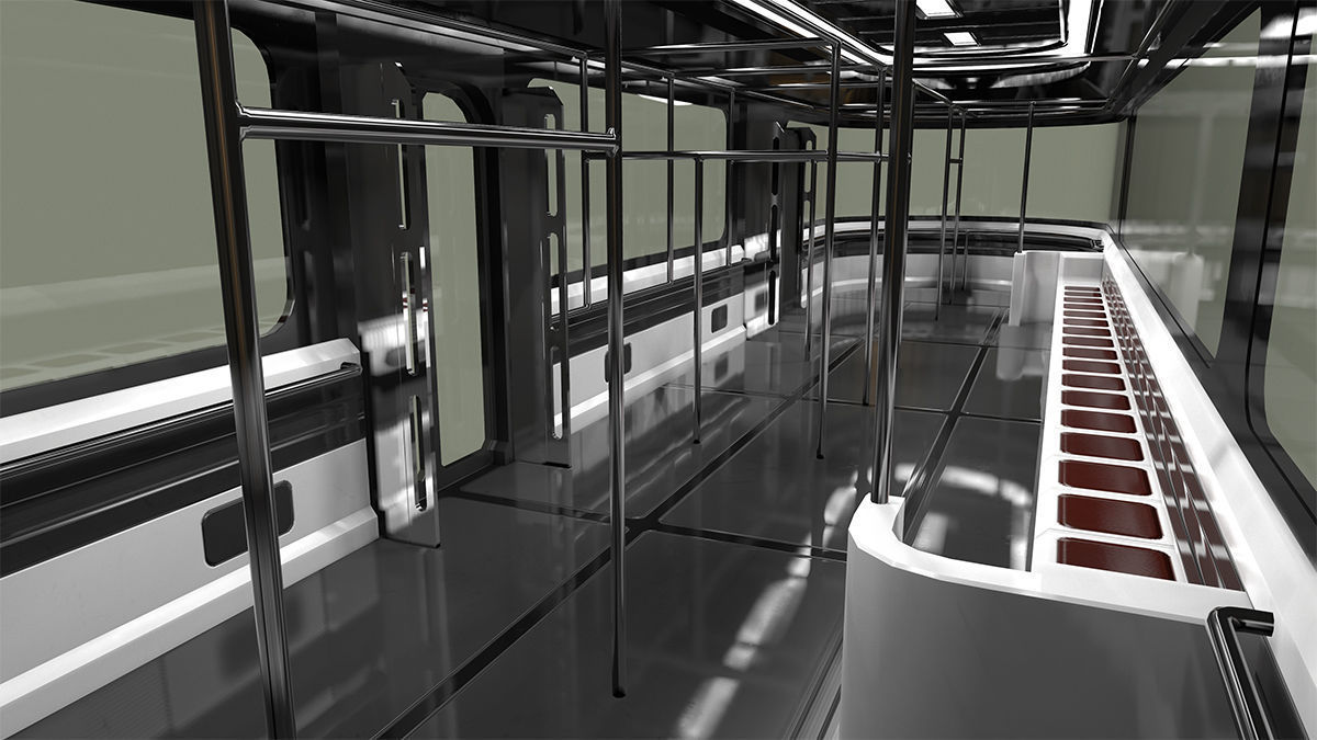 Sci-Fi Modular Tram Kit Low-poly 3D model_15