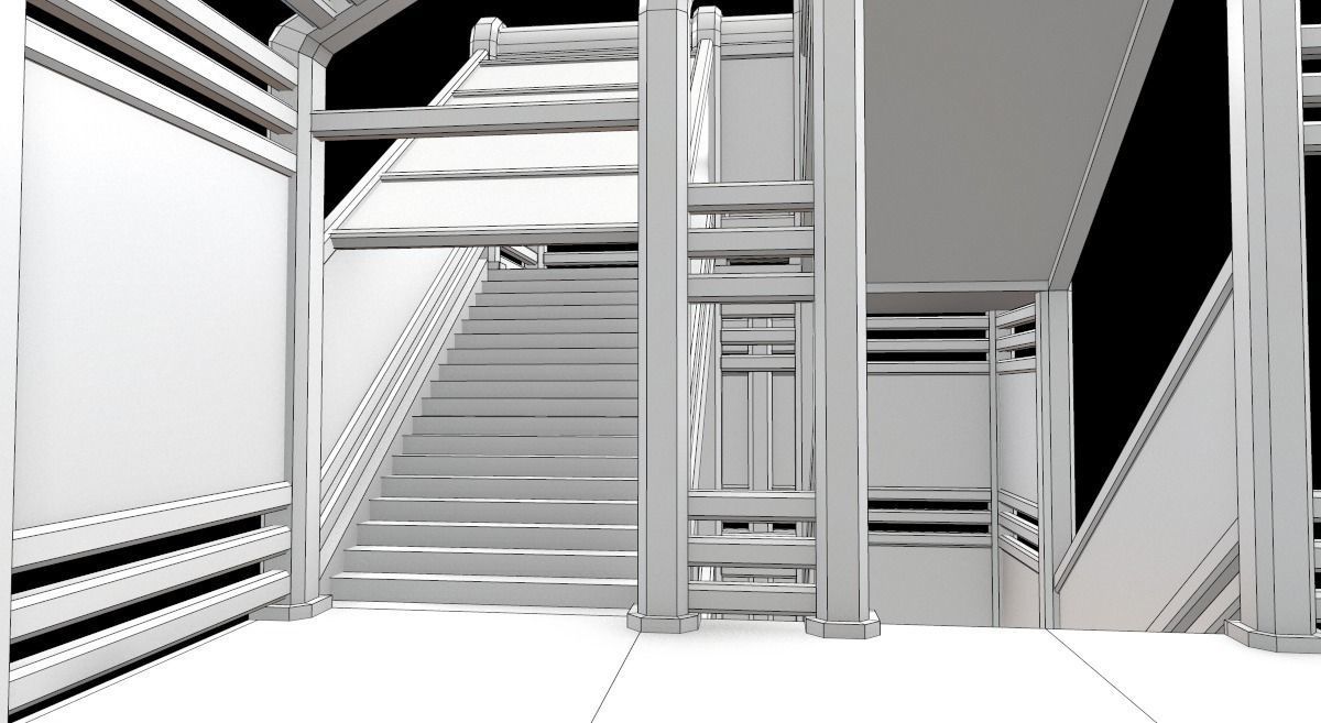 Sci-Fi Modular Tram Kit Low-poly 3D model_41