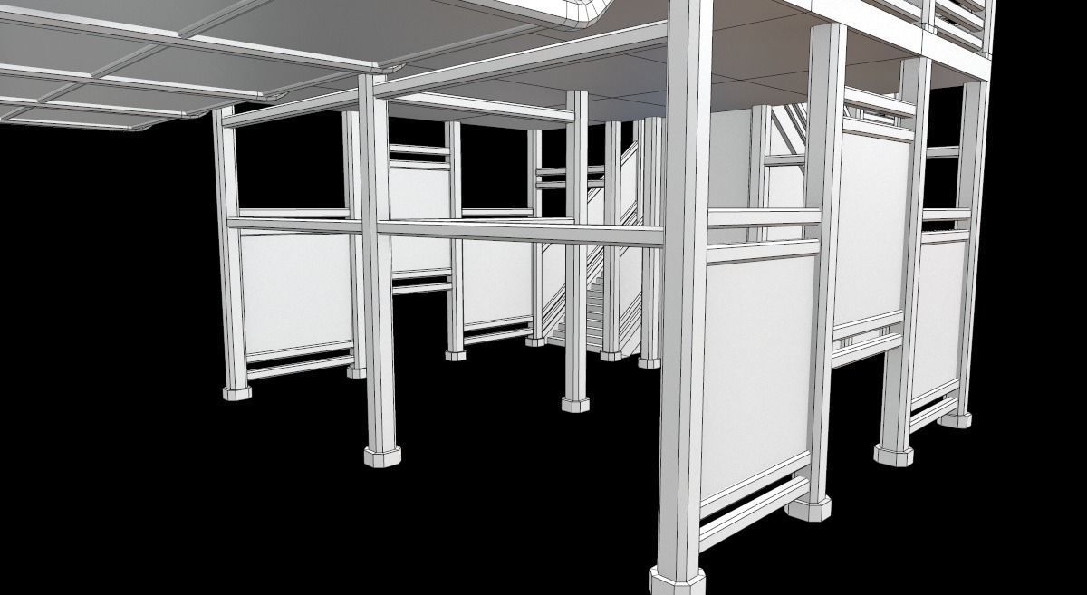 Sci-Fi Modular Tram Kit Low-poly 3D model_42