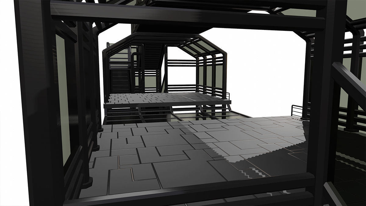 Sci-Fi Modular Tram Kit Low-poly 3D model_4