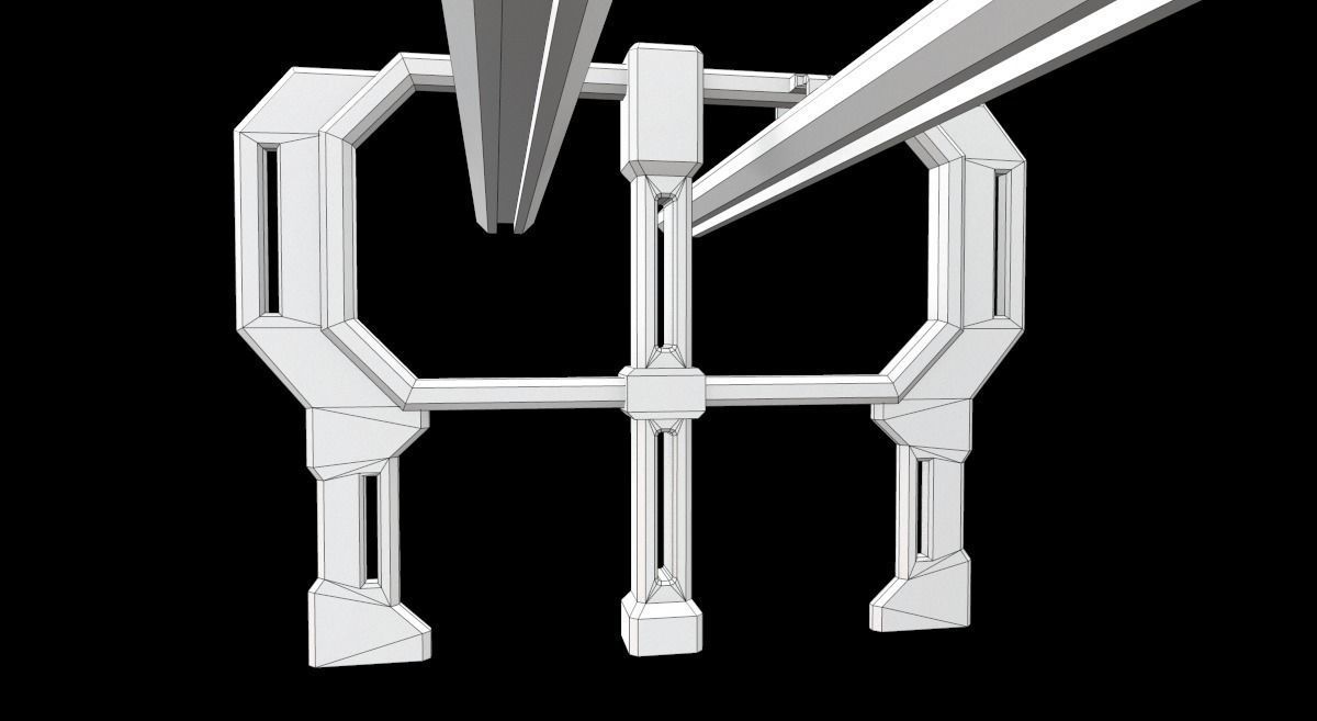 Sci-Fi Modular Tram Kit Low-poly 3D model_33
