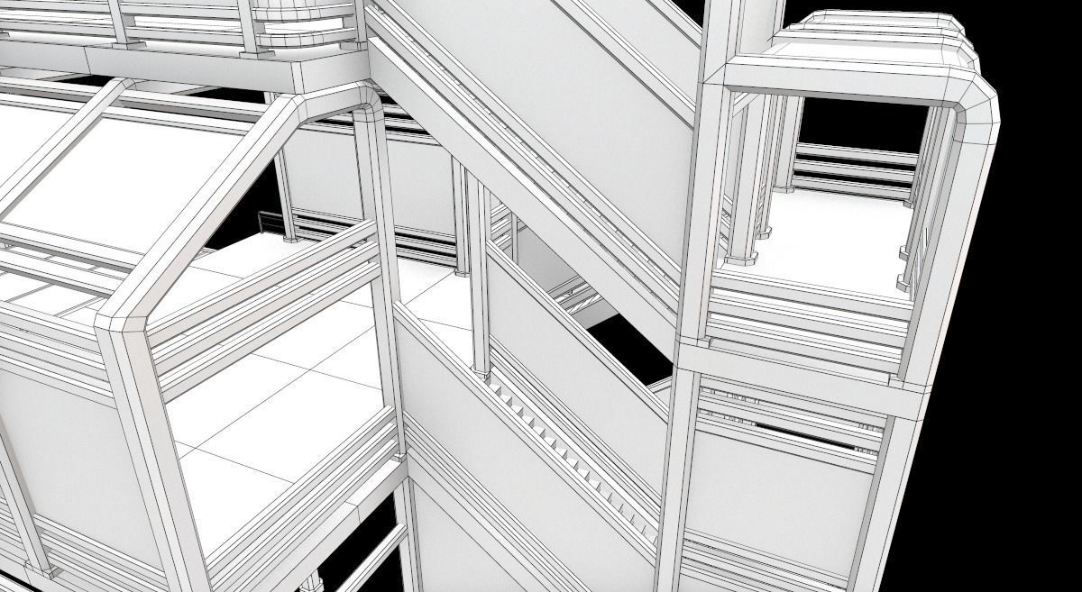 Sci-Fi Modular Tram Kit Low-poly 3D model_48