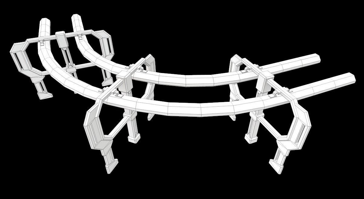 Sci-Fi Modular Tram Kit Low-poly 3D model_30