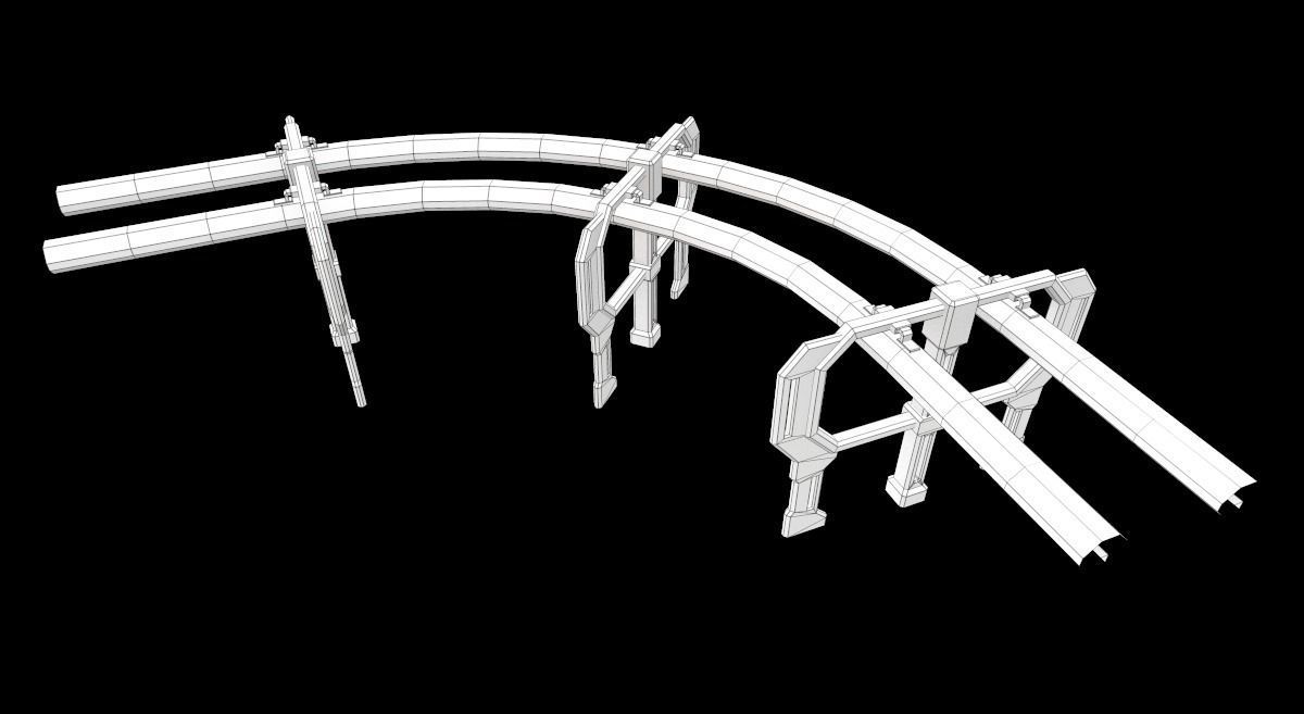 Sci-Fi Modular Tram Kit Low-poly 3D model_31