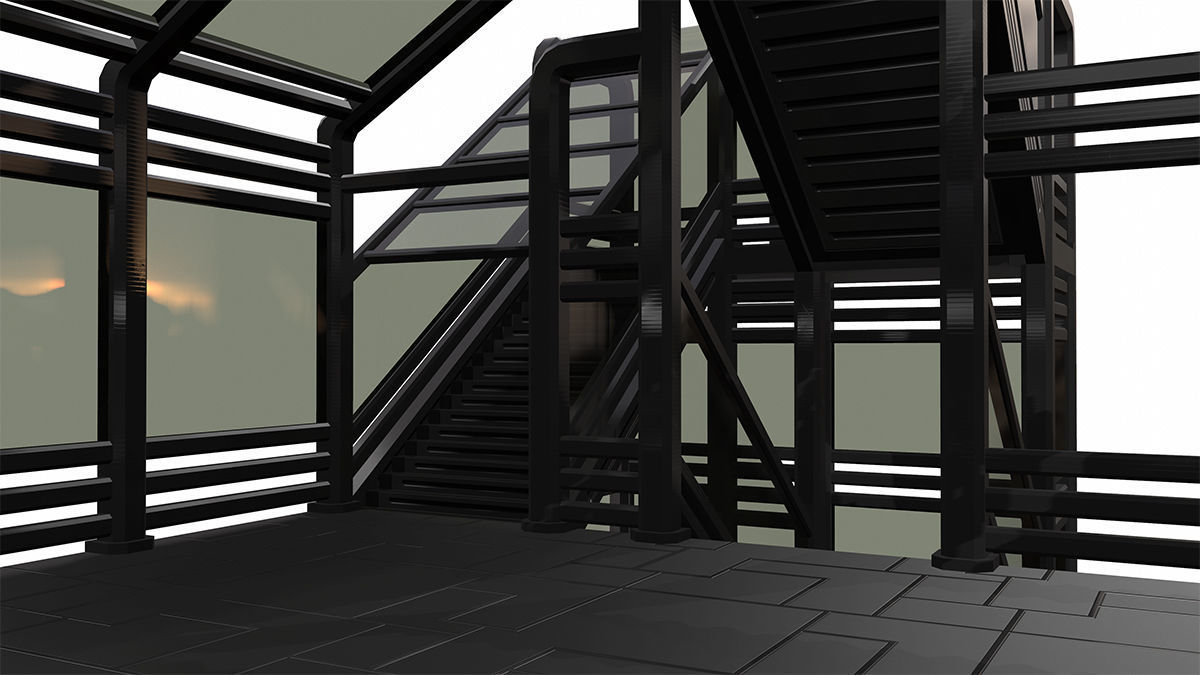 Sci-Fi Modular Tram Kit Low-poly 3D model_8