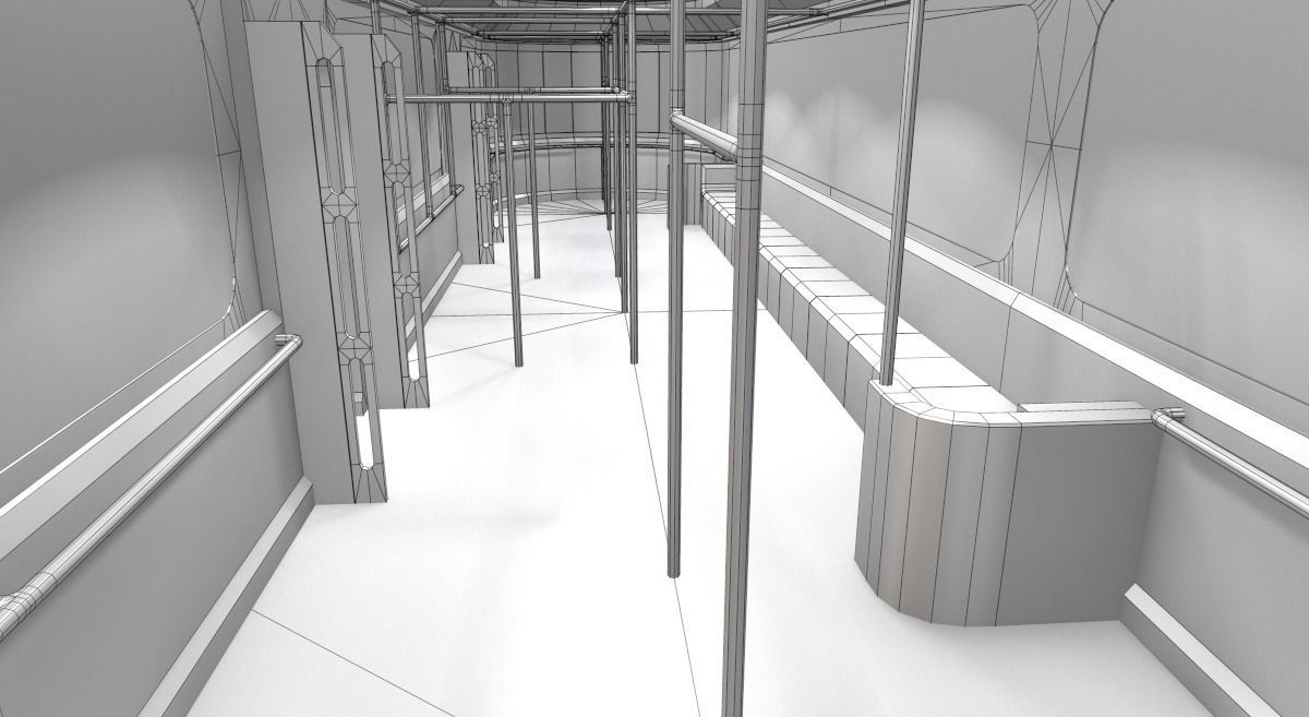 Sci-Fi Modular Tram Kit Low-poly 3D model_36