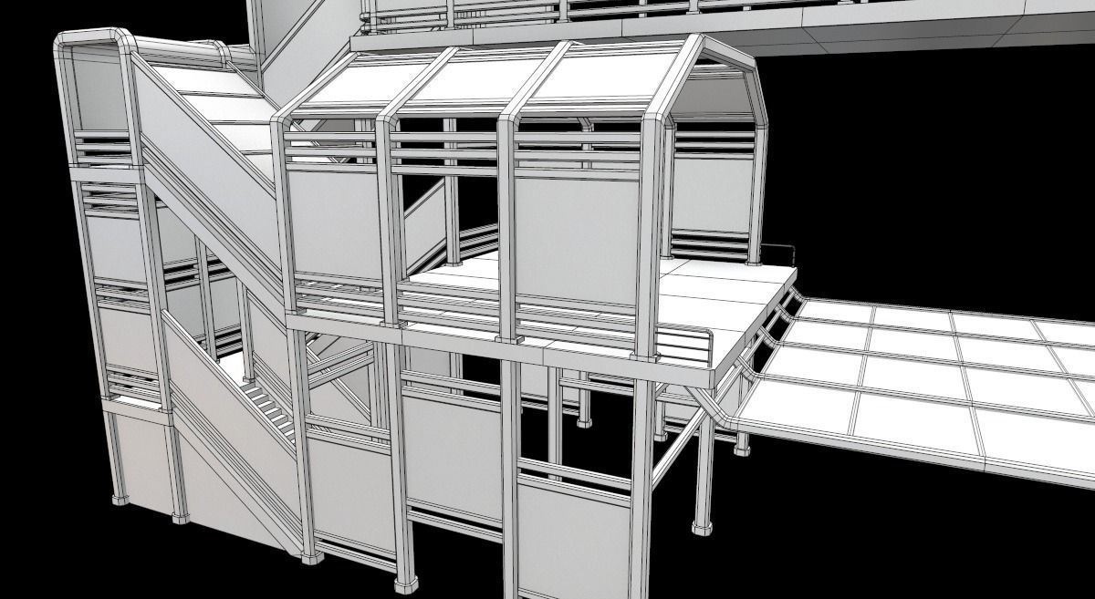 Sci-Fi Modular Tram Kit Low-poly 3D model_25