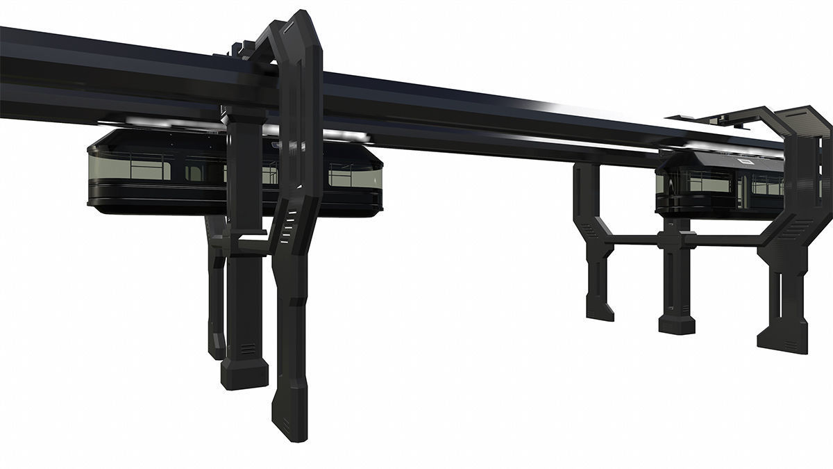 Sci-Fi Modular Tram Kit Low-poly 3D model_12