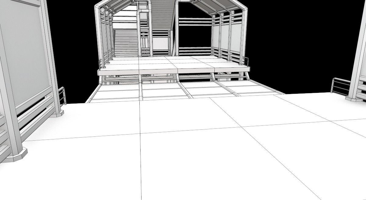 Sci-Fi Modular Tram Kit Low-poly 3D model_38