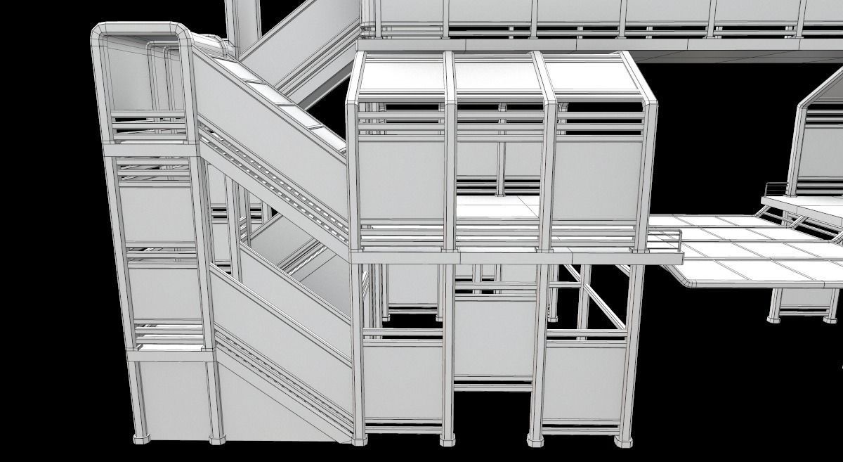 Sci-Fi Modular Tram Kit Low-poly 3D model_26