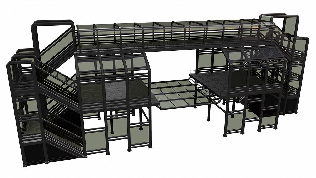 Sci-Fi Modular Tram Kit Low-poly 3D model_1
