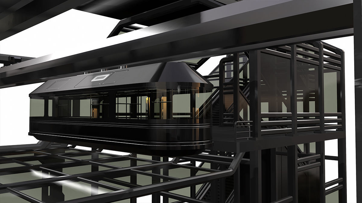 Sci-Fi Modular Tram Kit Low-poly 3D model_3