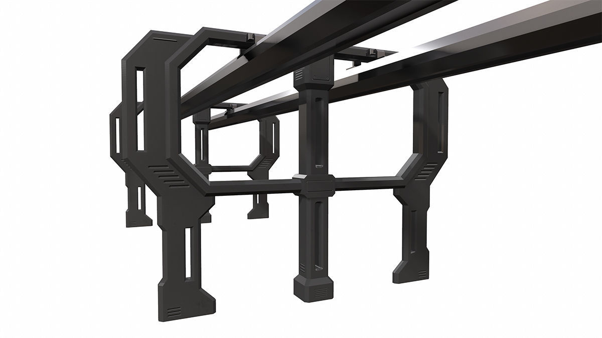 Sci-Fi Modular Tram Kit Low-poly 3D model_18