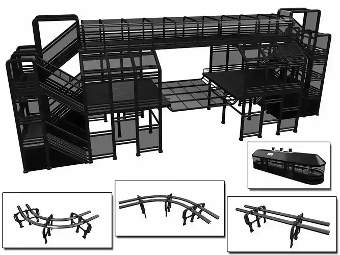 Sci-Fi Modular Tram Kit Low-poly 3D model Sci-Fi Modular Tram Kit Low-poly 3D model