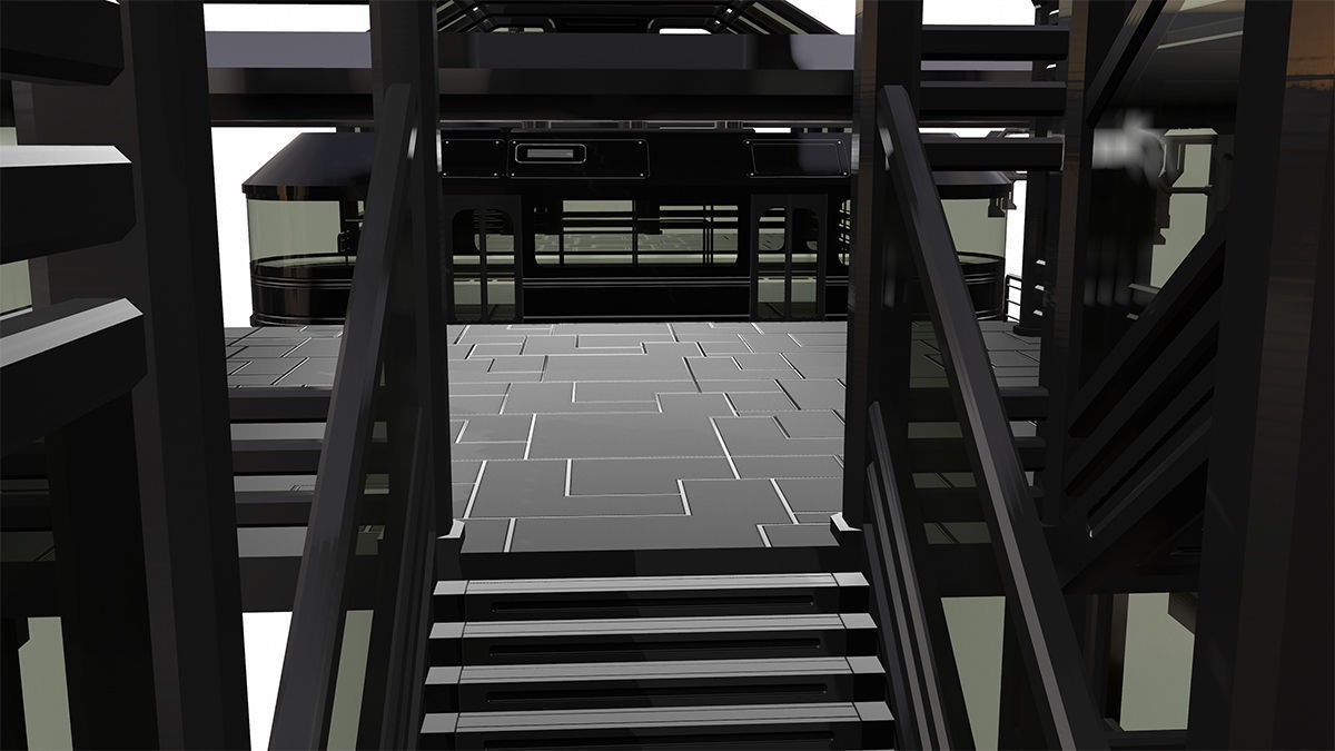 Sci-Fi Modular Tram Kit Low-poly 3D model_10