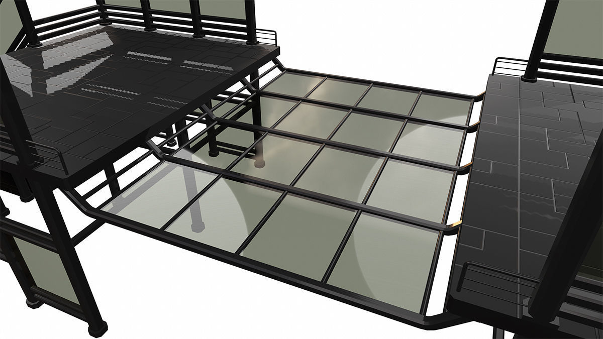 Sci-Fi Modular Tram Kit Low-poly 3D model_11