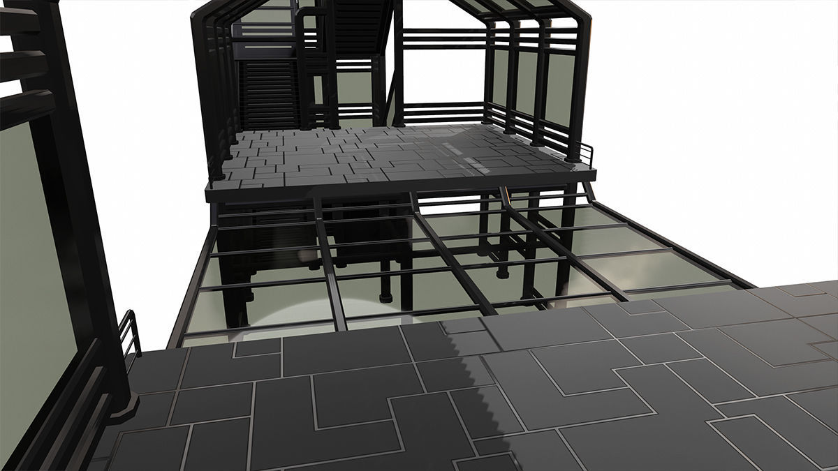 Sci-Fi Modular Tram Kit Low-poly 3D model_6