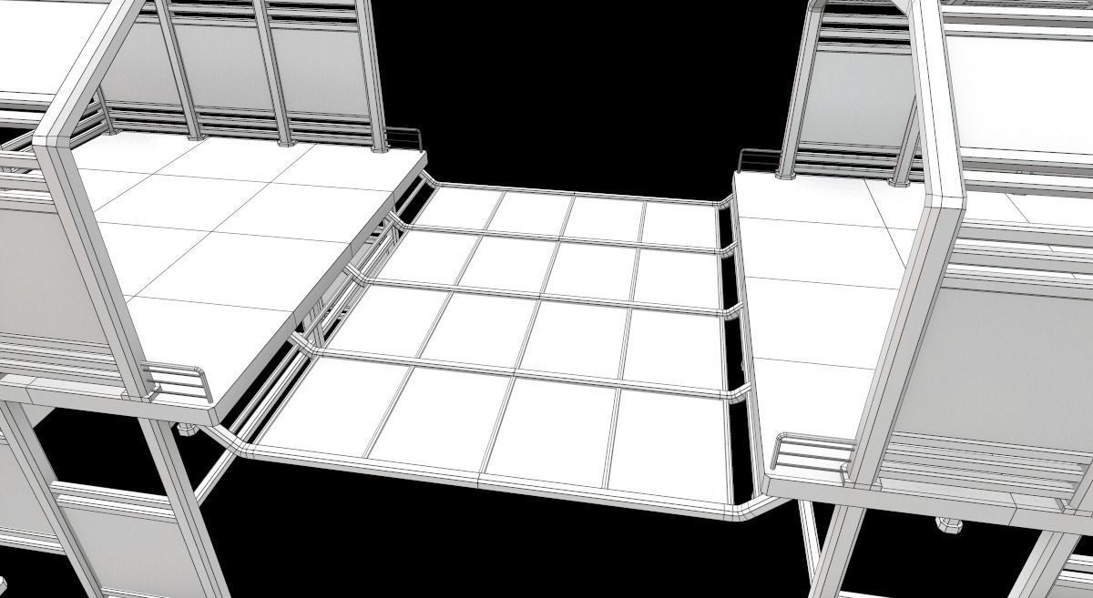 Sci-Fi Modular Tram Kit Low-poly 3D model_43