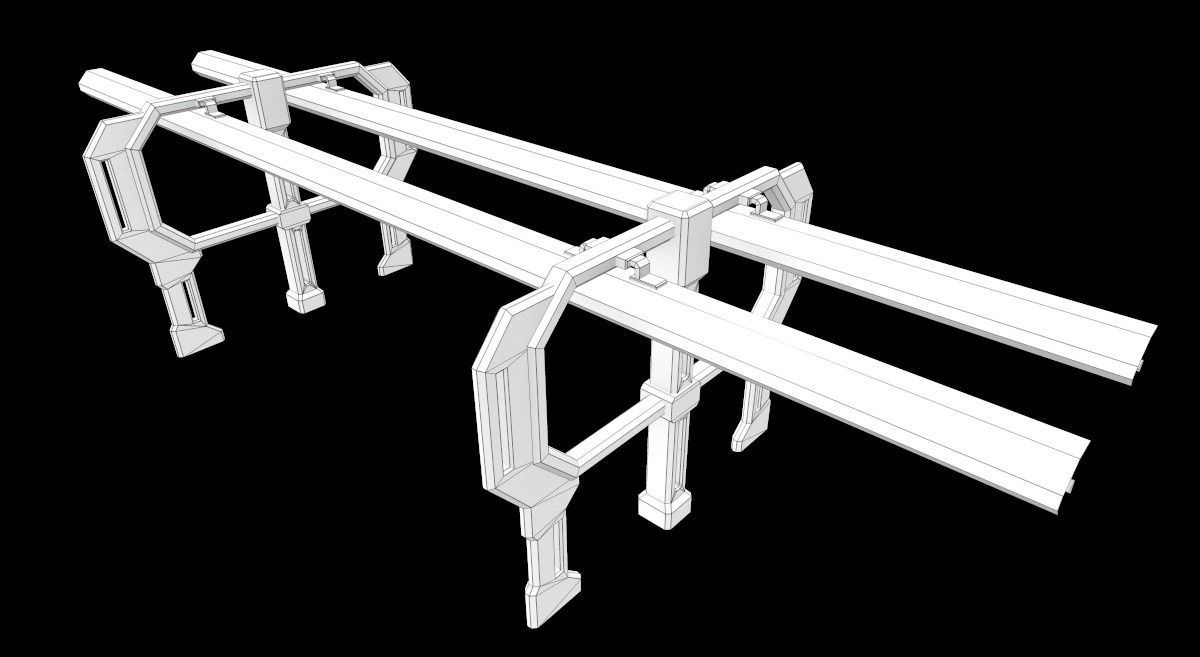 Sci-Fi Modular Tram Kit Low-poly 3D model_27