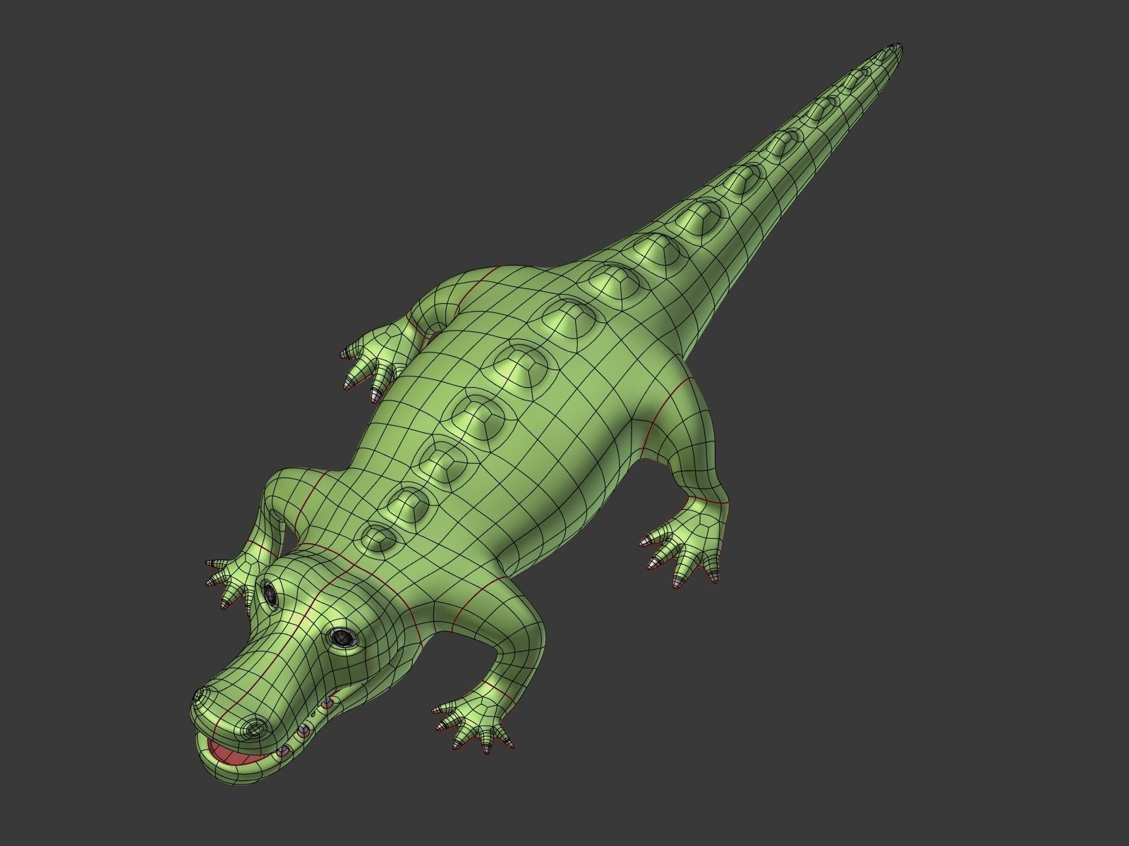 Cartoon Crocodile Low-poly 3D model_11