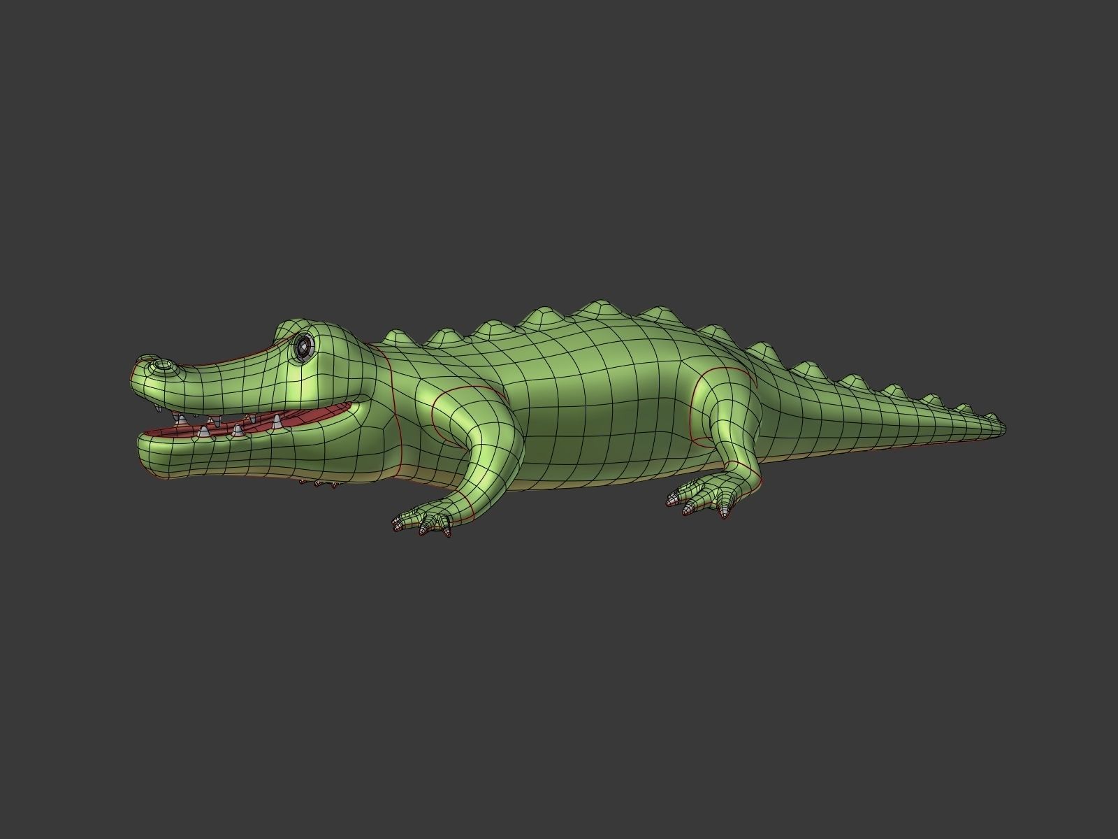Cartoon Crocodile Low-poly 3D model_2